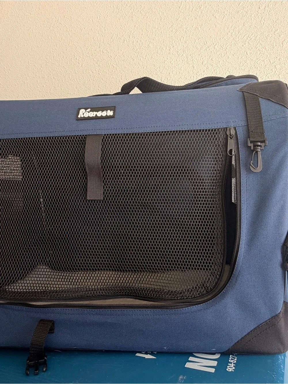 Navy Small Soft-Sided Pet Carrier with Mesh Venting